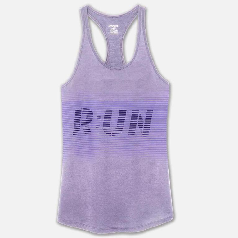 Brooks Distance Graphic Womens Running Tank Top - Purple - Indonesia (VNQM-25973)